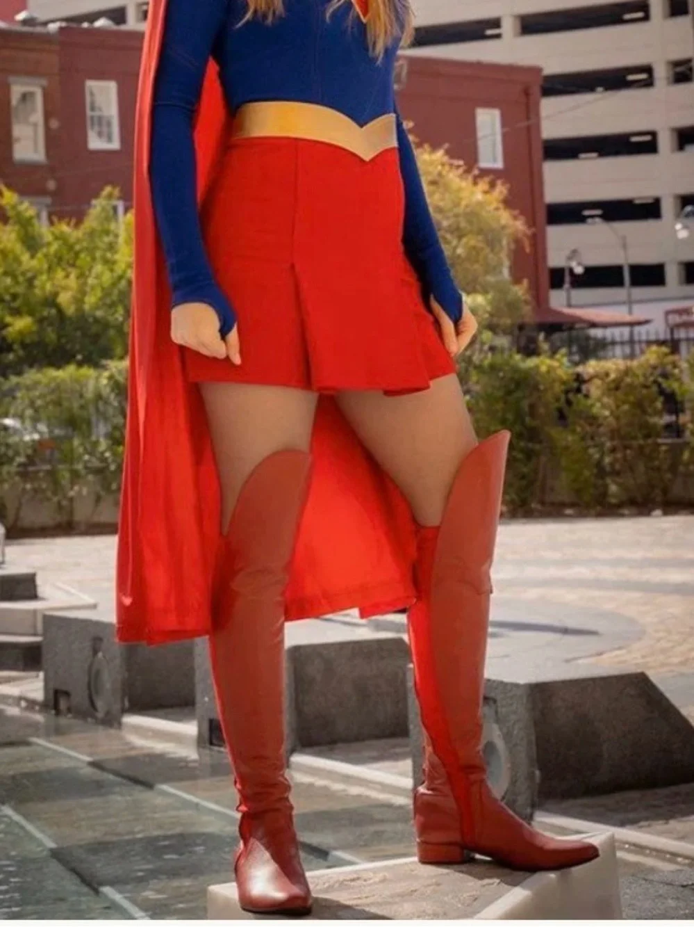 Red Leather Cosplay Supergirl Boots